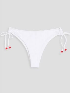 NWT FISCH ‘Hani Pearl Embellished Seersucker Bikini Briefs’ in White Size XL